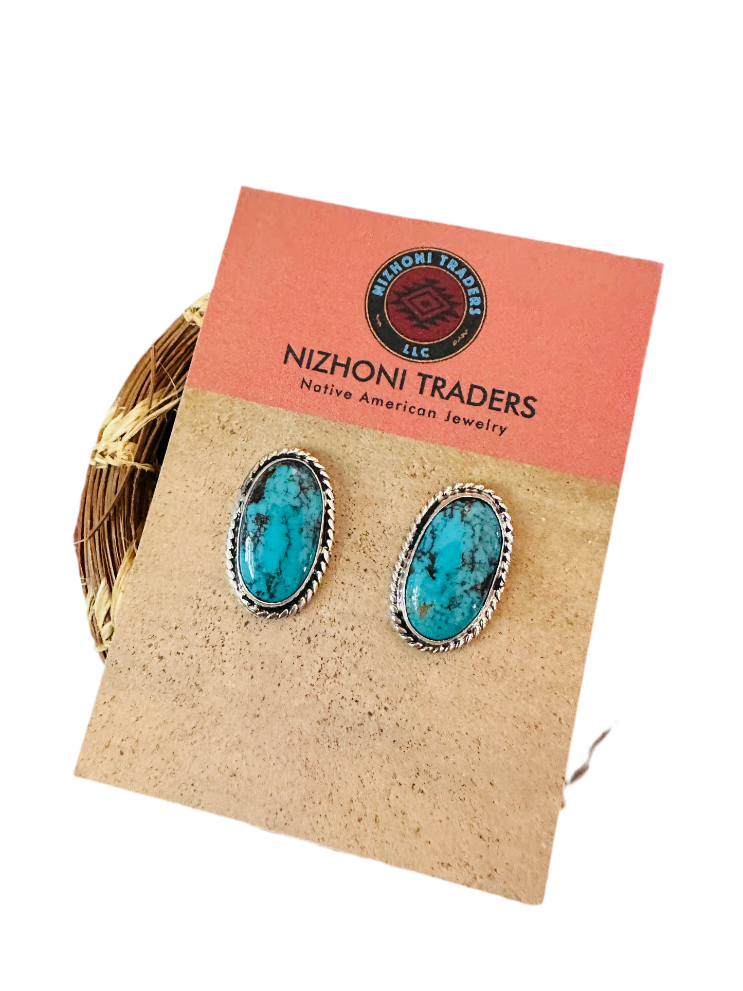 Handcrafted Turquoise & Sterling Silver Post Earrings