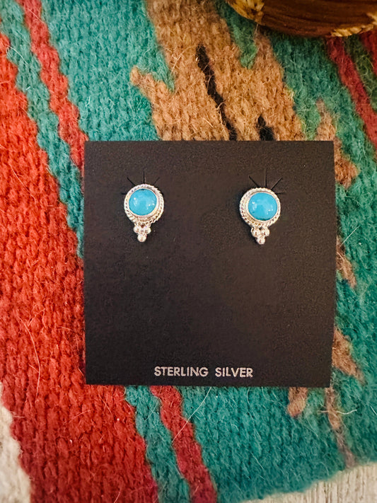 Navajo Sterling Silver & Turquoise Stud Earrings