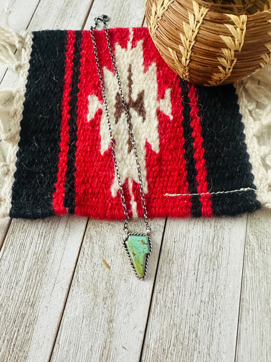 Handcrafted Sterling Silver & Turquoise Lightening Bolt Necklace
