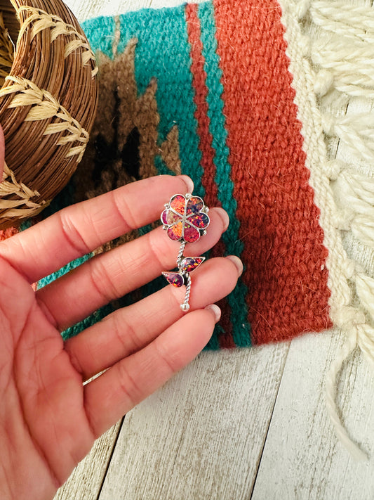 Handcrafted Opal & Sterling Silver Inlay Flower Pendant