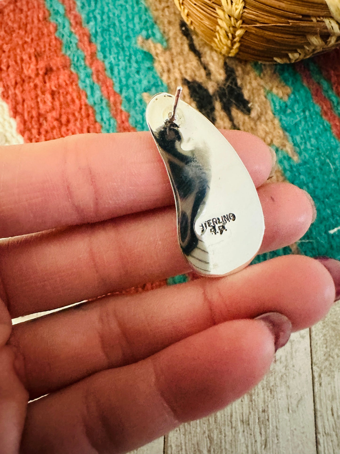 Handcrafted Turquoise and Sterling Silver Shadowbox Earrings