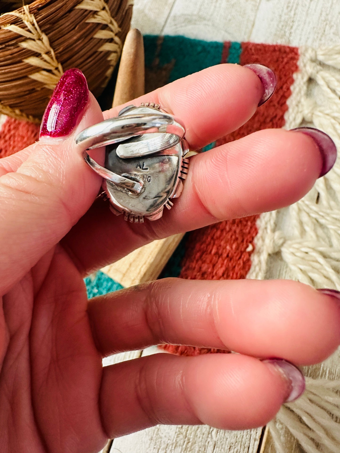 Handcrafted Sterling Silver & Pink Dream Mojave Adjustable Ring