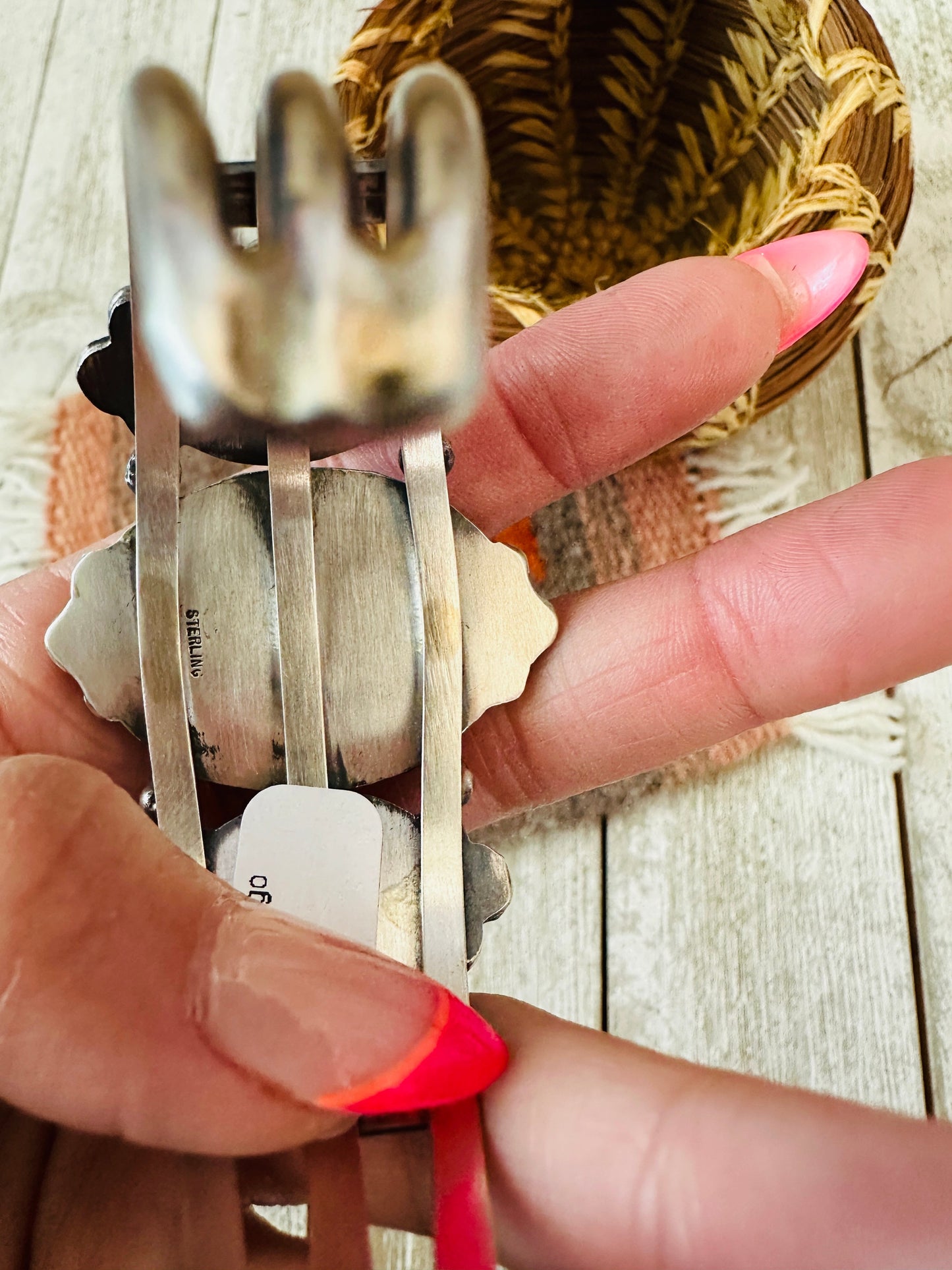 Handcrafted Sterling Silver & Queen Pink Conch Cuff Bracelet /
