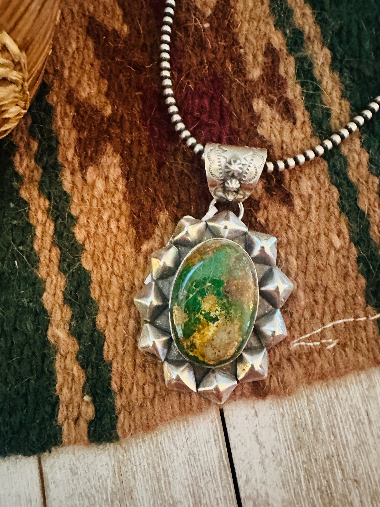 Handcrafted Royston Turquoise & Sterling Silver Pendant
