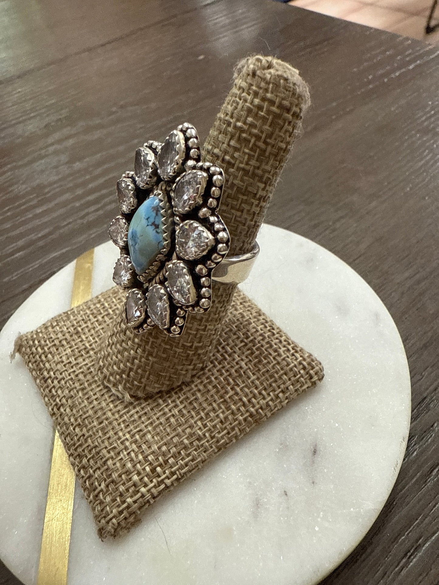 Handmade Adjustable Golden Hills Turquoise Sterling Silver Ring