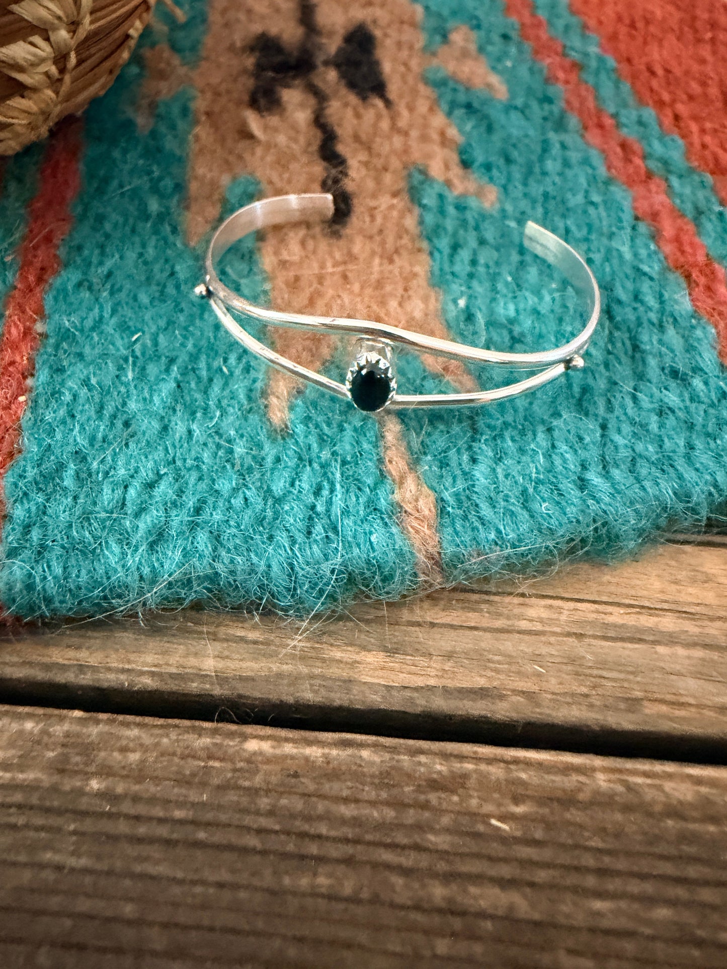 Handcrafted Onyx & Sterling Silver Baby Cuff Bracelet