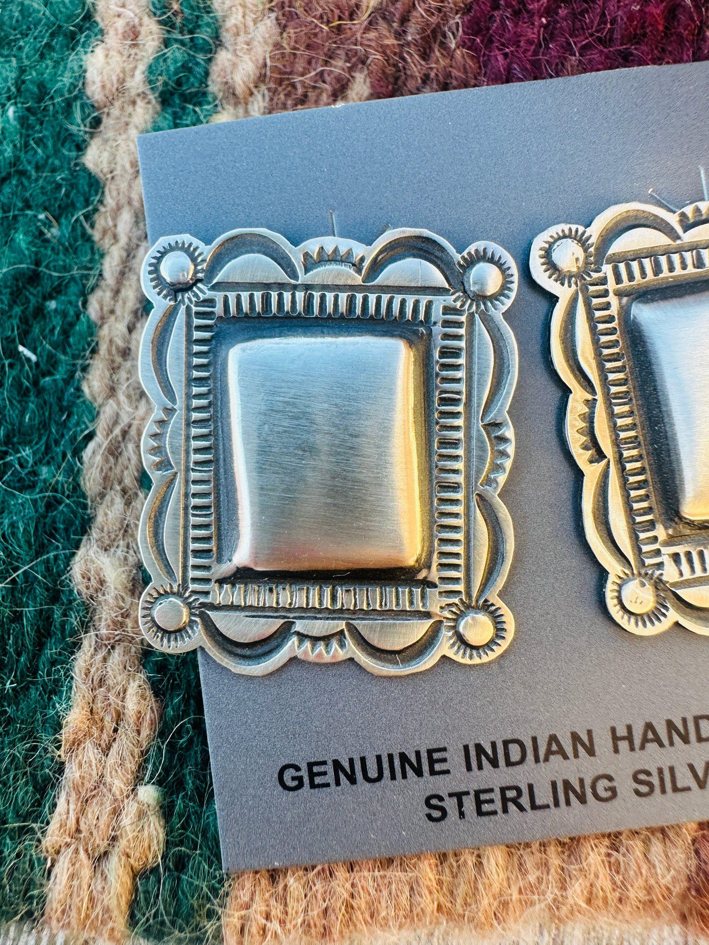 Handcrafted Sterling Silver Concho Post Earrings by Leander Tahe