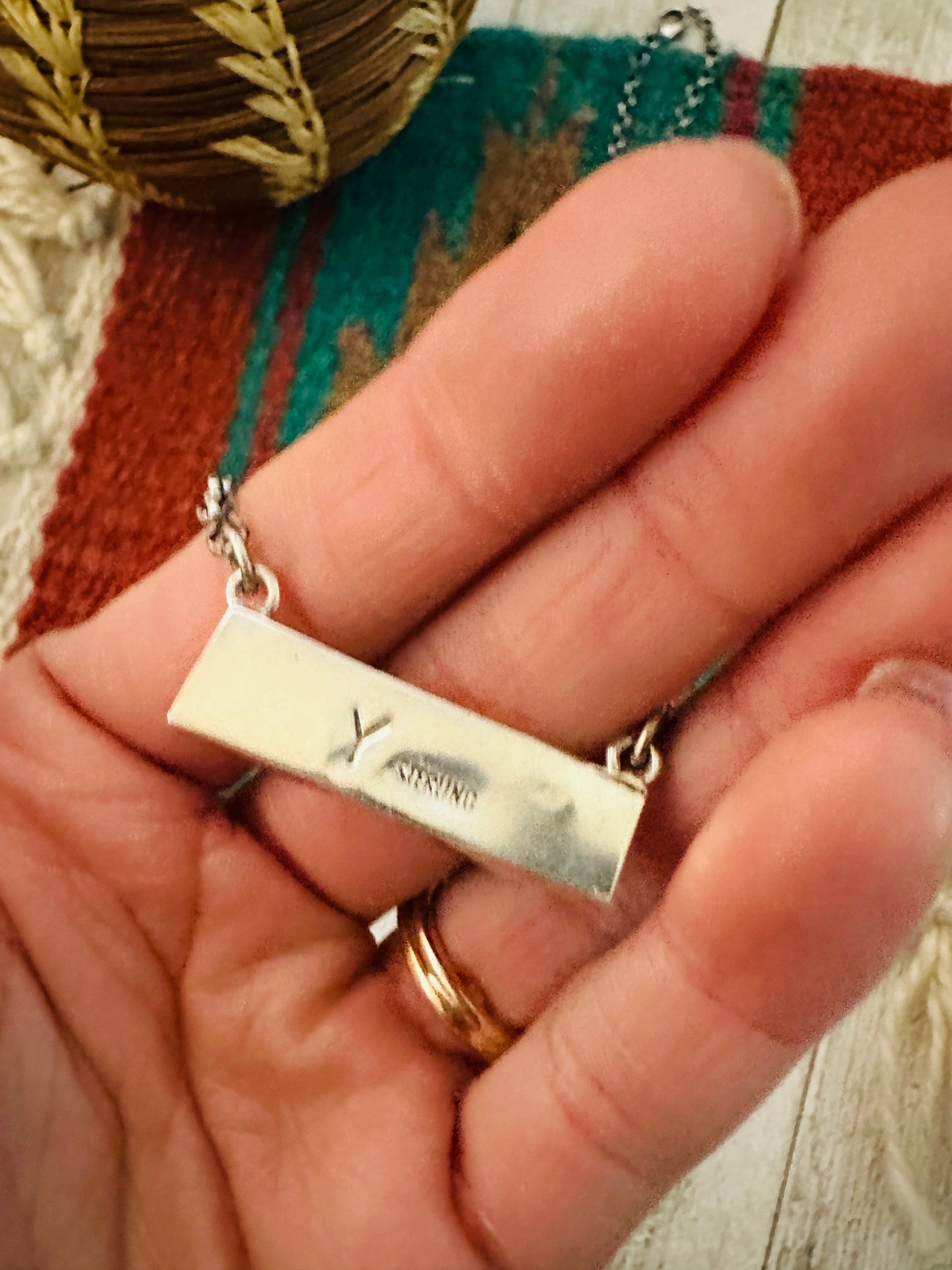 Handcrafted Multi Stone & Sterling Silver Inlay Bar Necklace