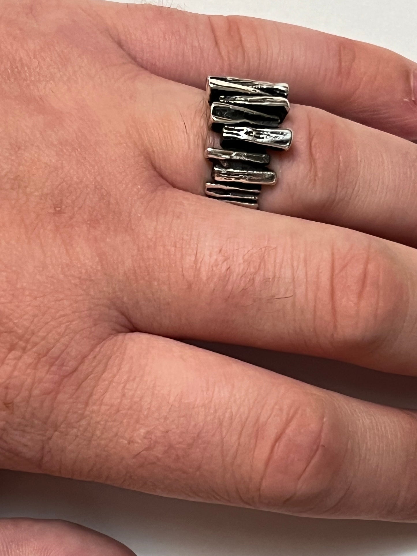 Textured Branches Sterling Silver Ring