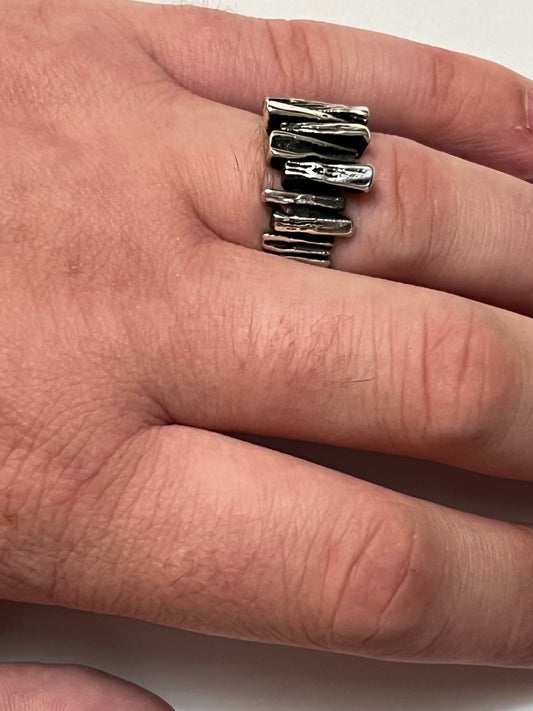 Textured Branches Sterling Silver Ring