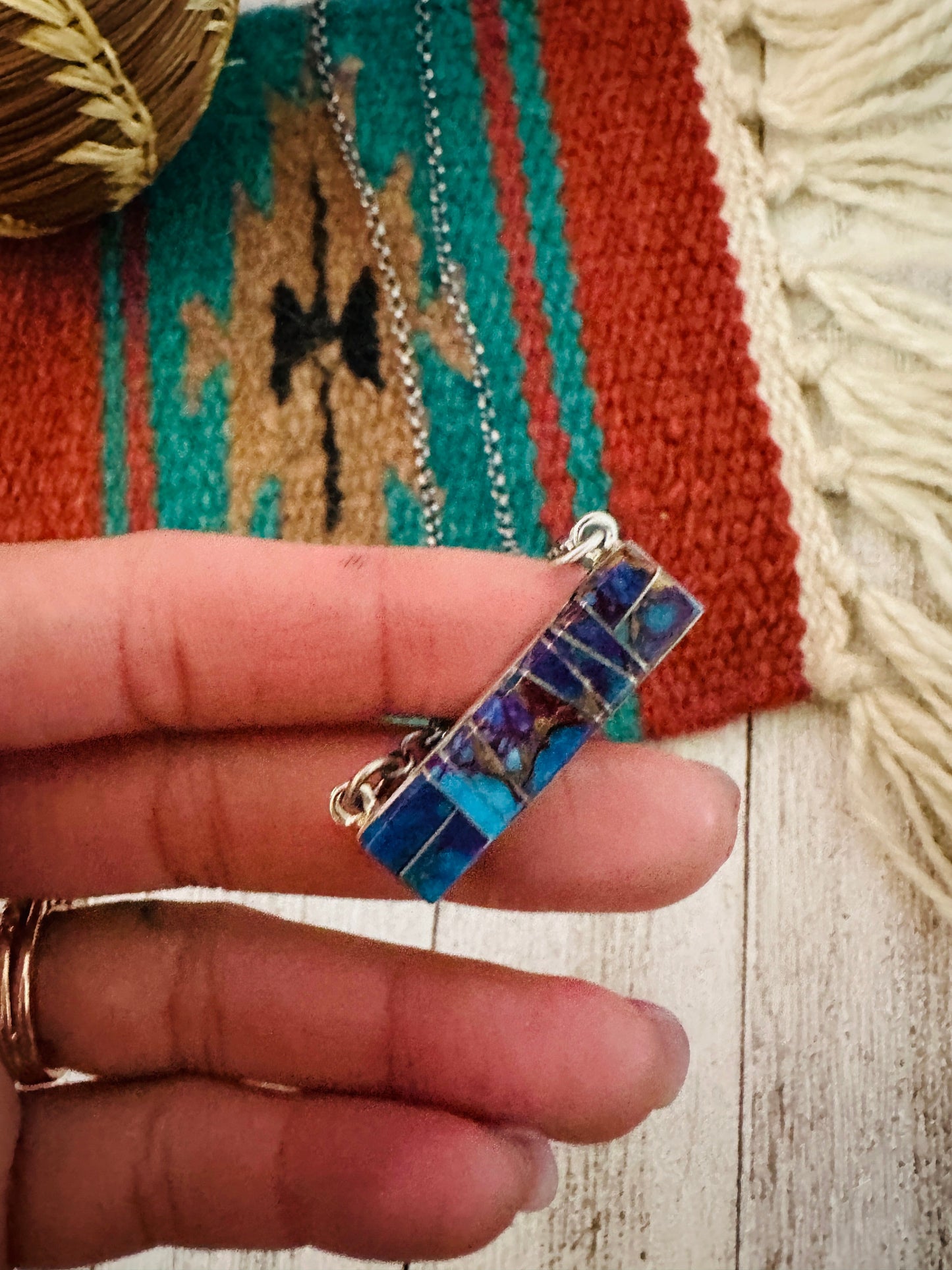 Handcrafted Purple Mojave & Sterling Silver Inlay Bar Necklace
