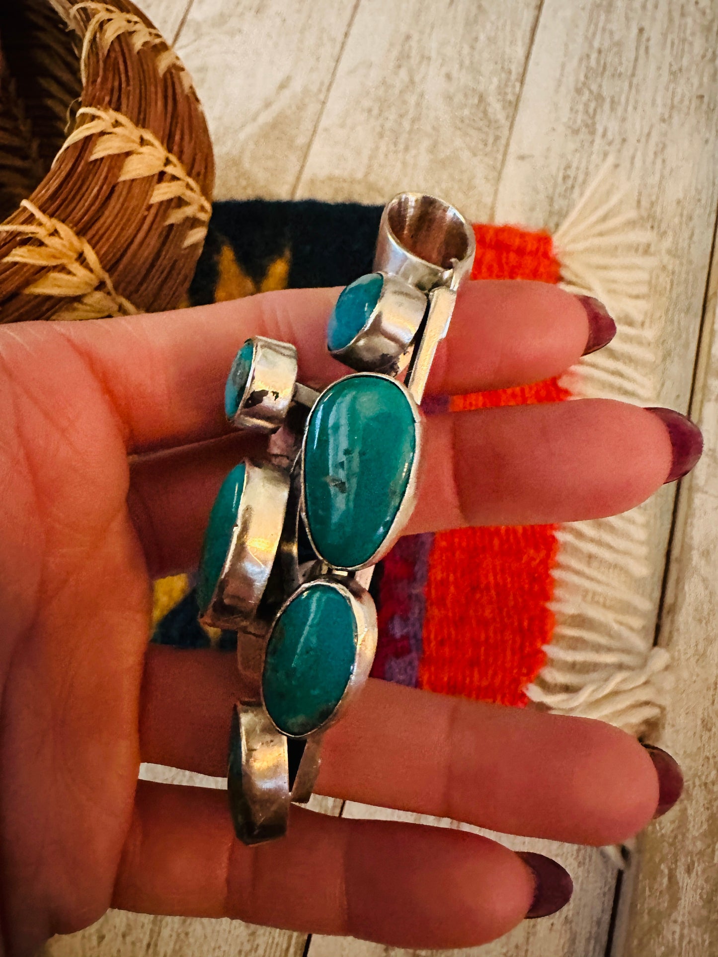 Handcrafted Turquoise and Sterling Silver Cluster Pendant