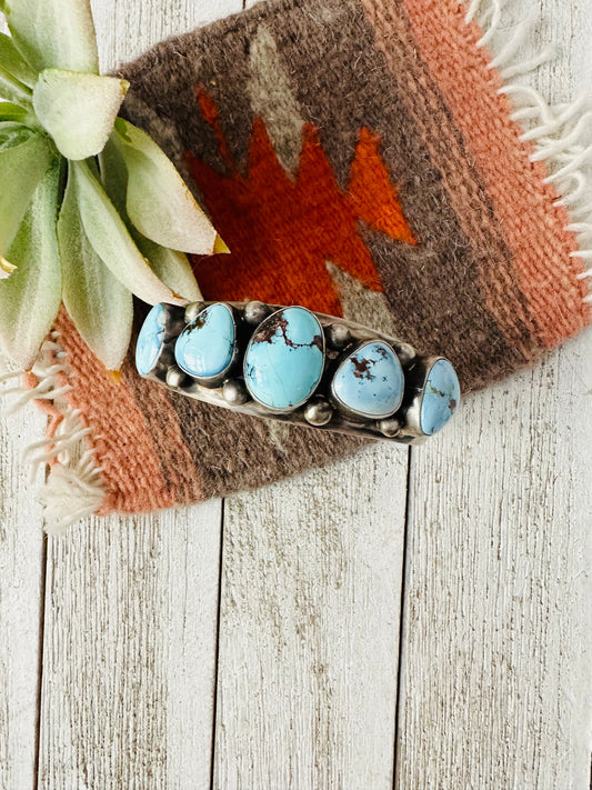Handcrafted Golden Hills Turquoise & Sterling Silver Cuff Bracelet /
