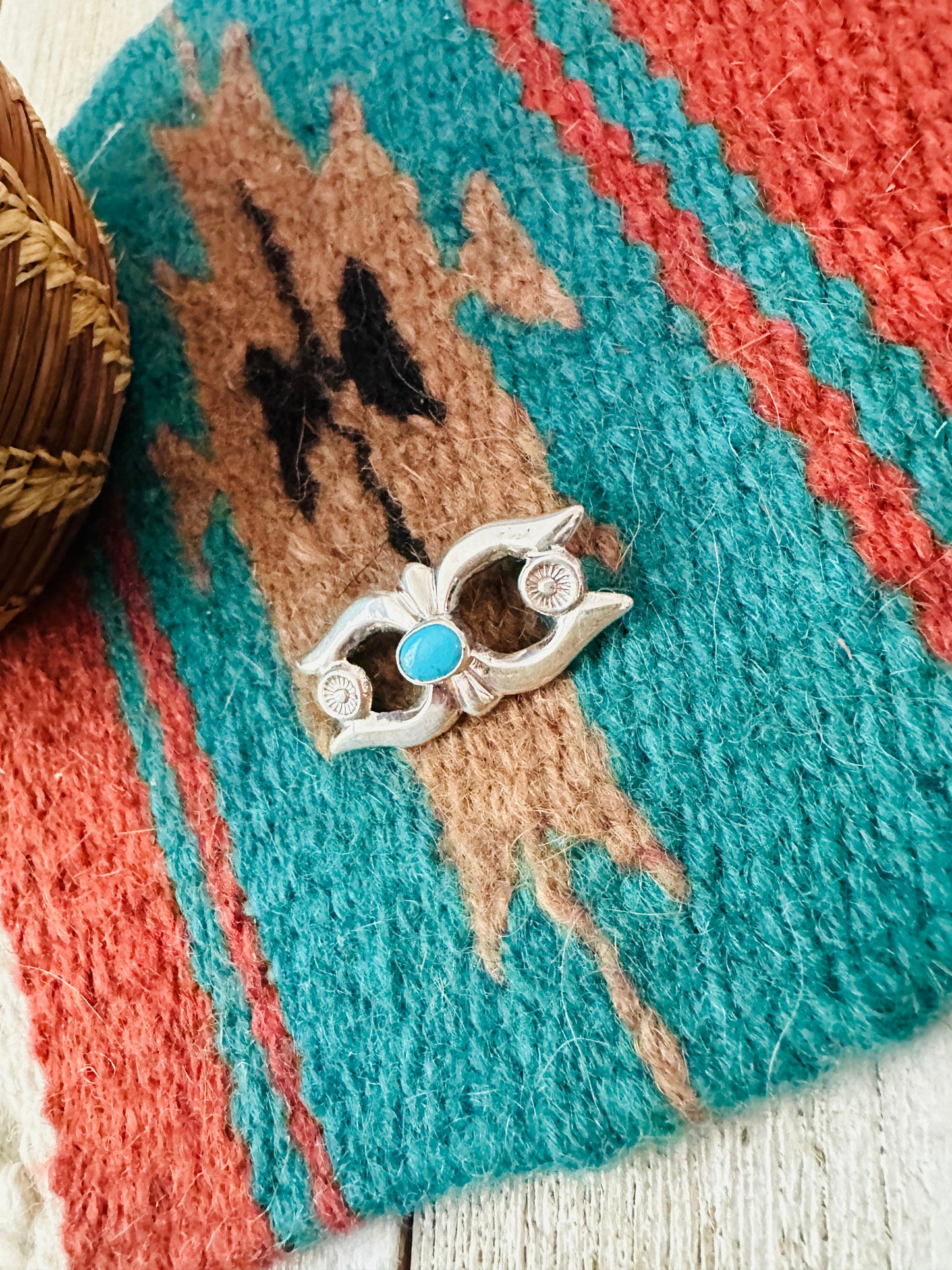 Handcrafted Turquoise & Sterling Silver Brooch