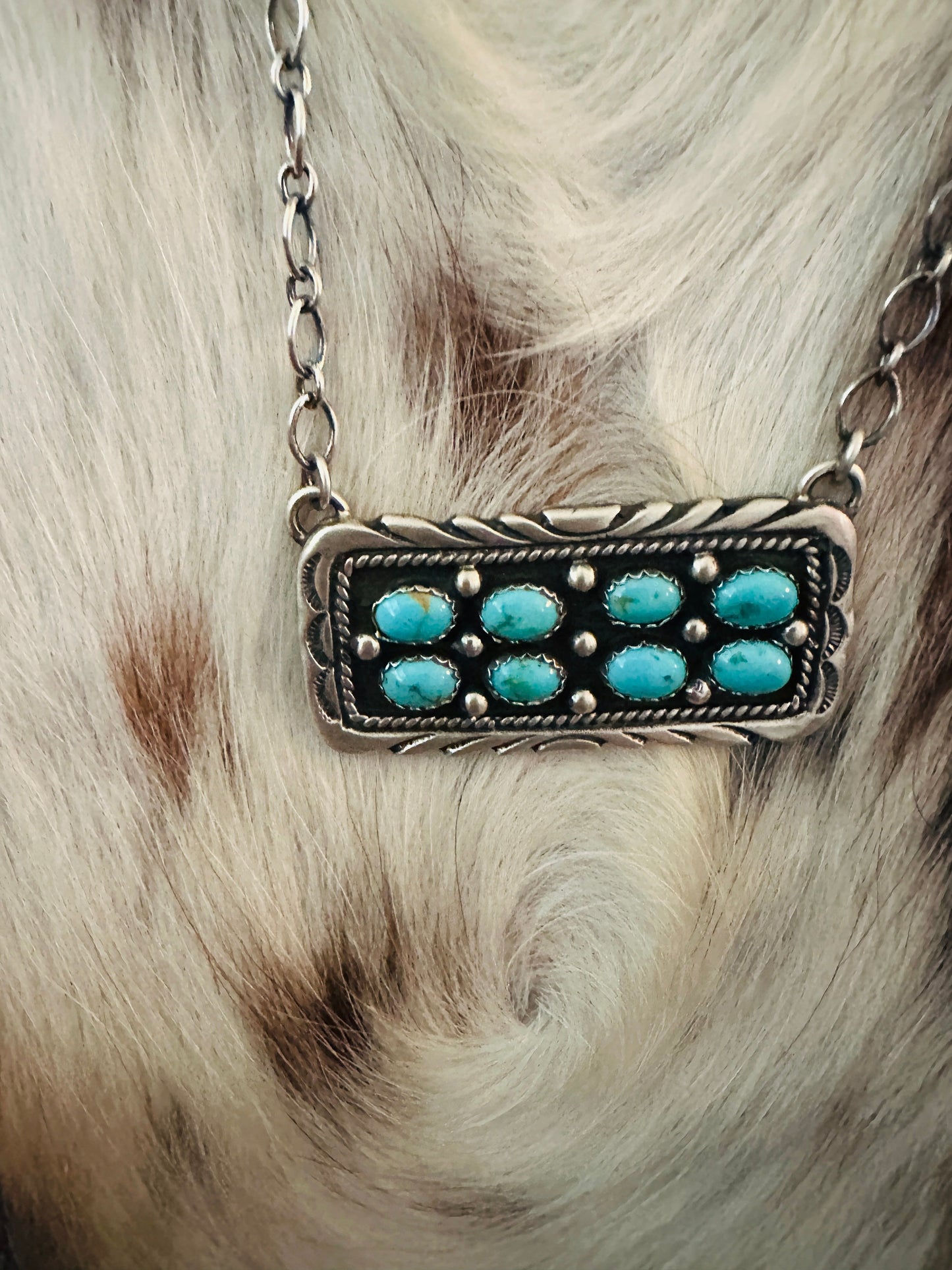 Handcrafted Turquoise & Sterling Silver Bar Necklace by Emer Thompson