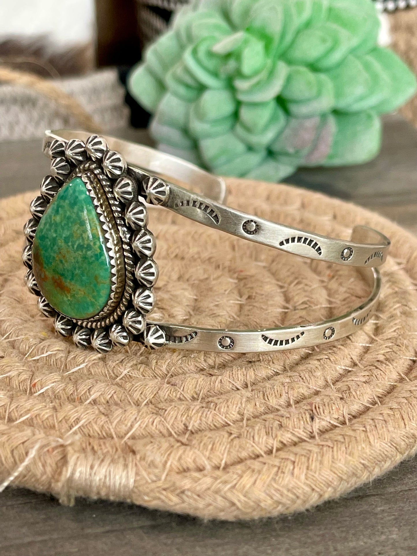 Handmade Sterling Silver & Royston Turquoise Cuff Bracelet