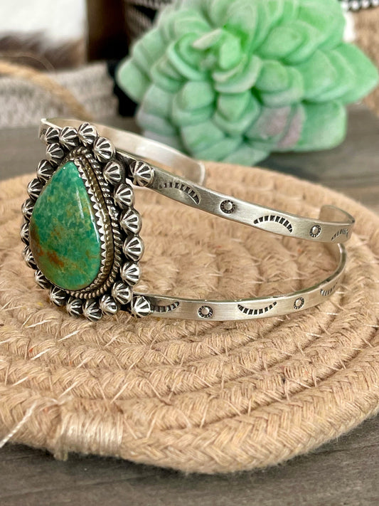 Handmade Sterling Silver & Royston Turquoise Cuff Bracelet