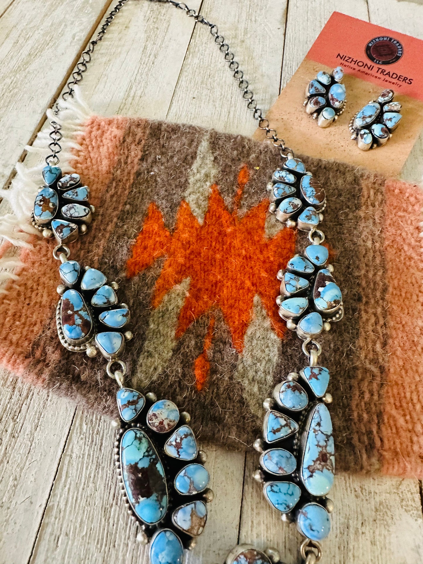 Navajo Golden Hills Turquoise & Sterling Silver Necklace Set