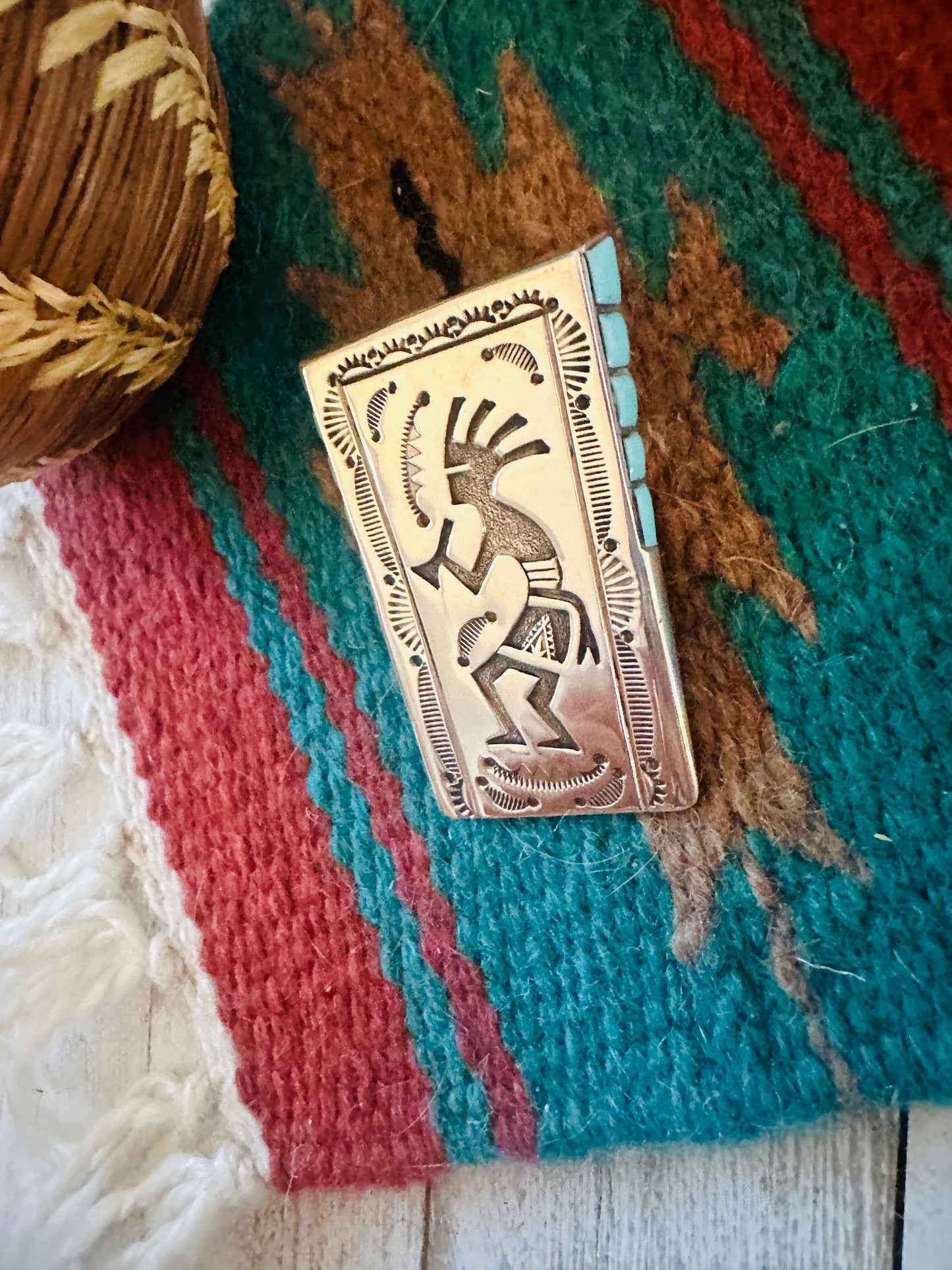 Handcrafted Sterling Silver & Turquoise Bolo Pendant