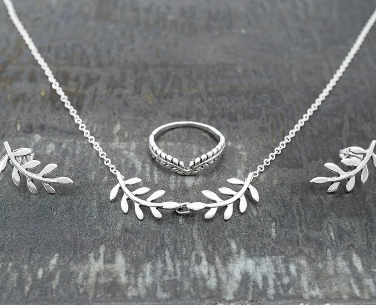 Double Laurel Sterling Silver Necklace