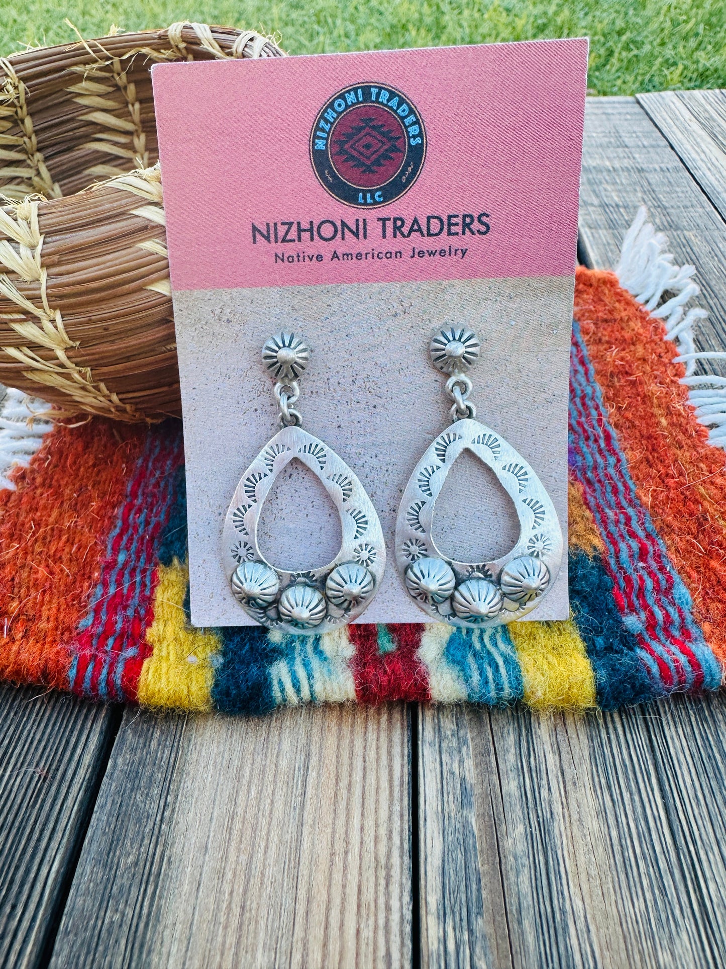 Handcrafted Sterling Silver Concho Dangle Earrings