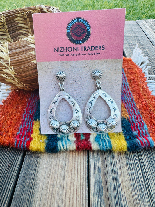 Handcrafted Sterling Silver Concho Dangle Earrings