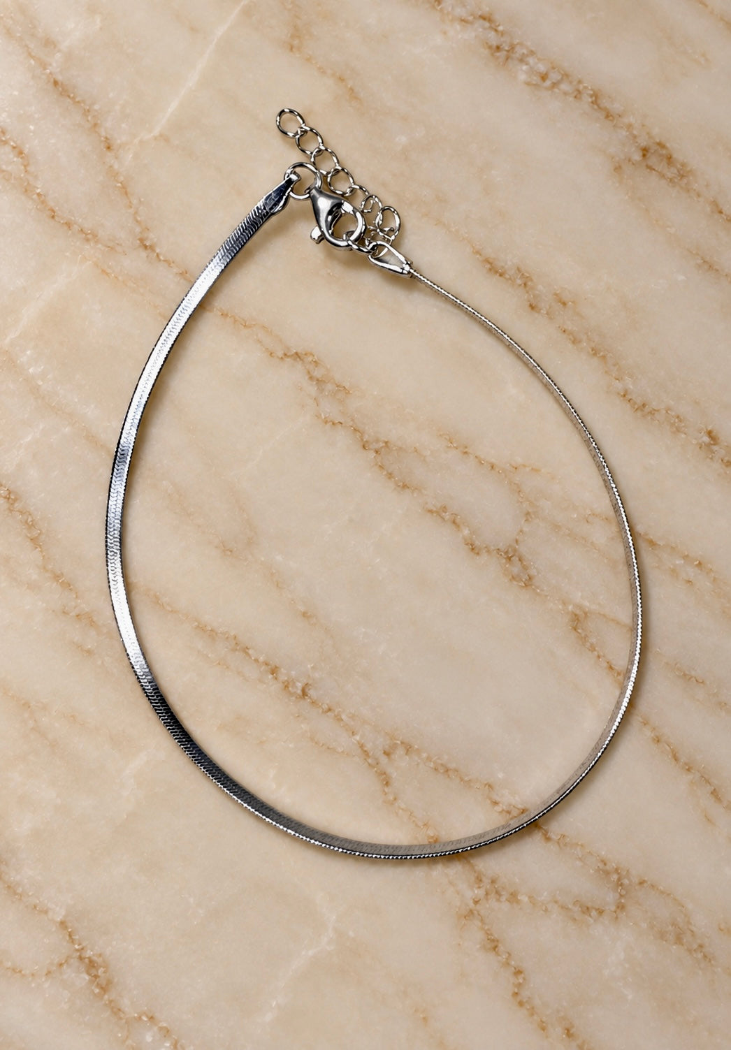 Sterling Silver Herringbone Chain Bracelet S/M