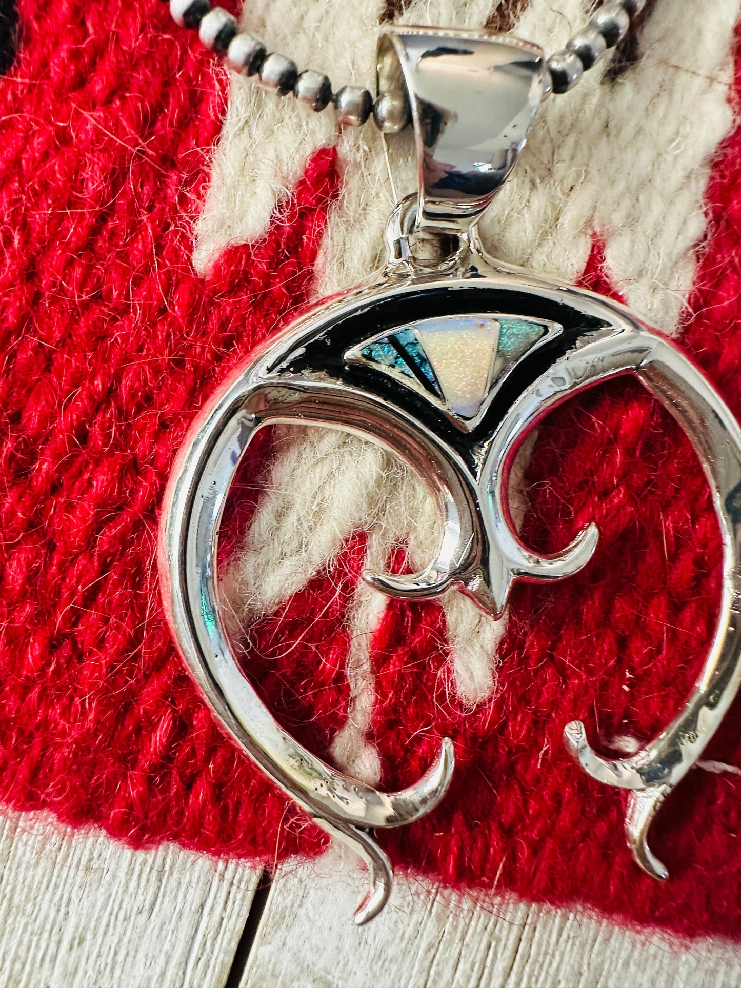 Handcrafted Sterling Silver & Opal Inlay Naja Pendant