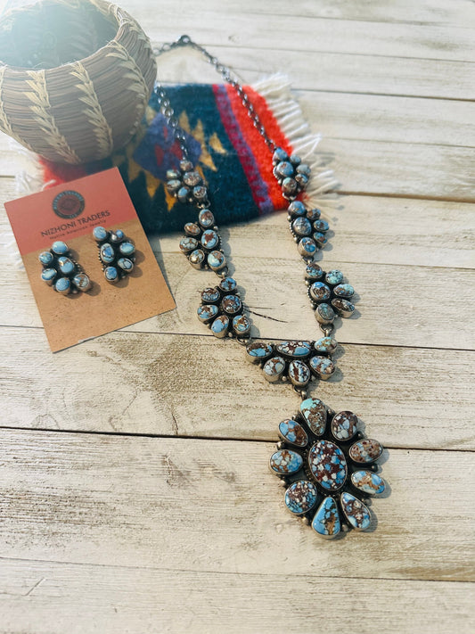 Handcrafted Golden Hills Turquoise & Sterling Silver Necklace Set by Sheila Becenti