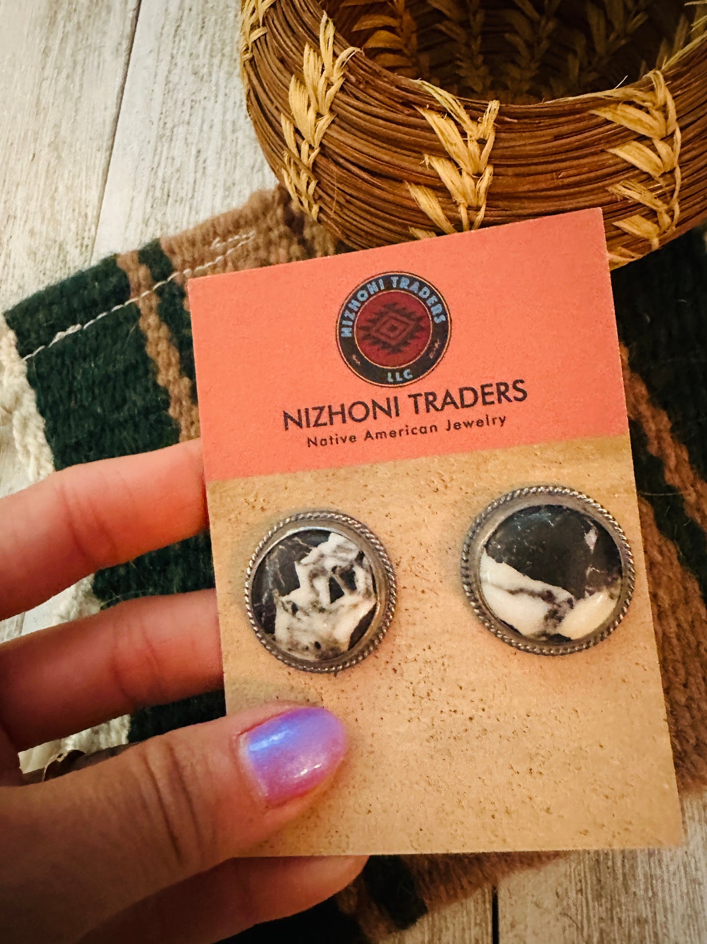 Handcrafted White Buffalo & Sterling Silver Post Earrings