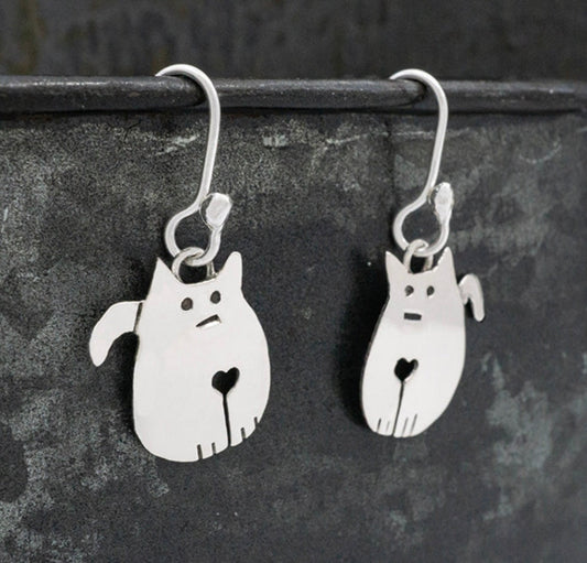 Fat Cat Sterling Silver Earrings