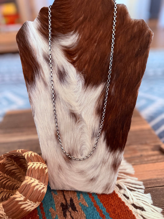 Handcrafted 24” Sterling Silver Chain Necklace
