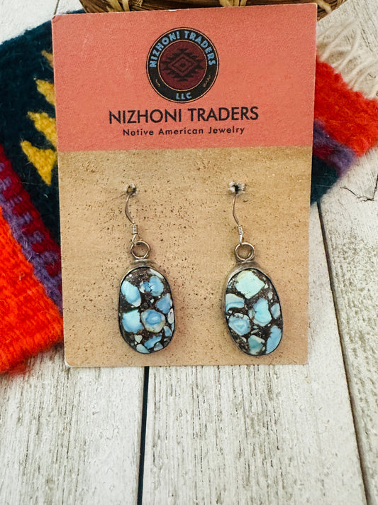 Handcrafted Golden Hills Turquoise & Sterling Silver Dangle Earrings