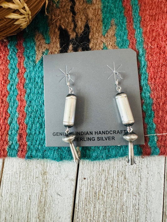 Handcrafted Sterling Silver Pearl Blossom Dangle Earrings
