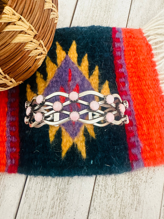 Queen Pink Conch Shell & Sterling Silver Cuff Bracelet