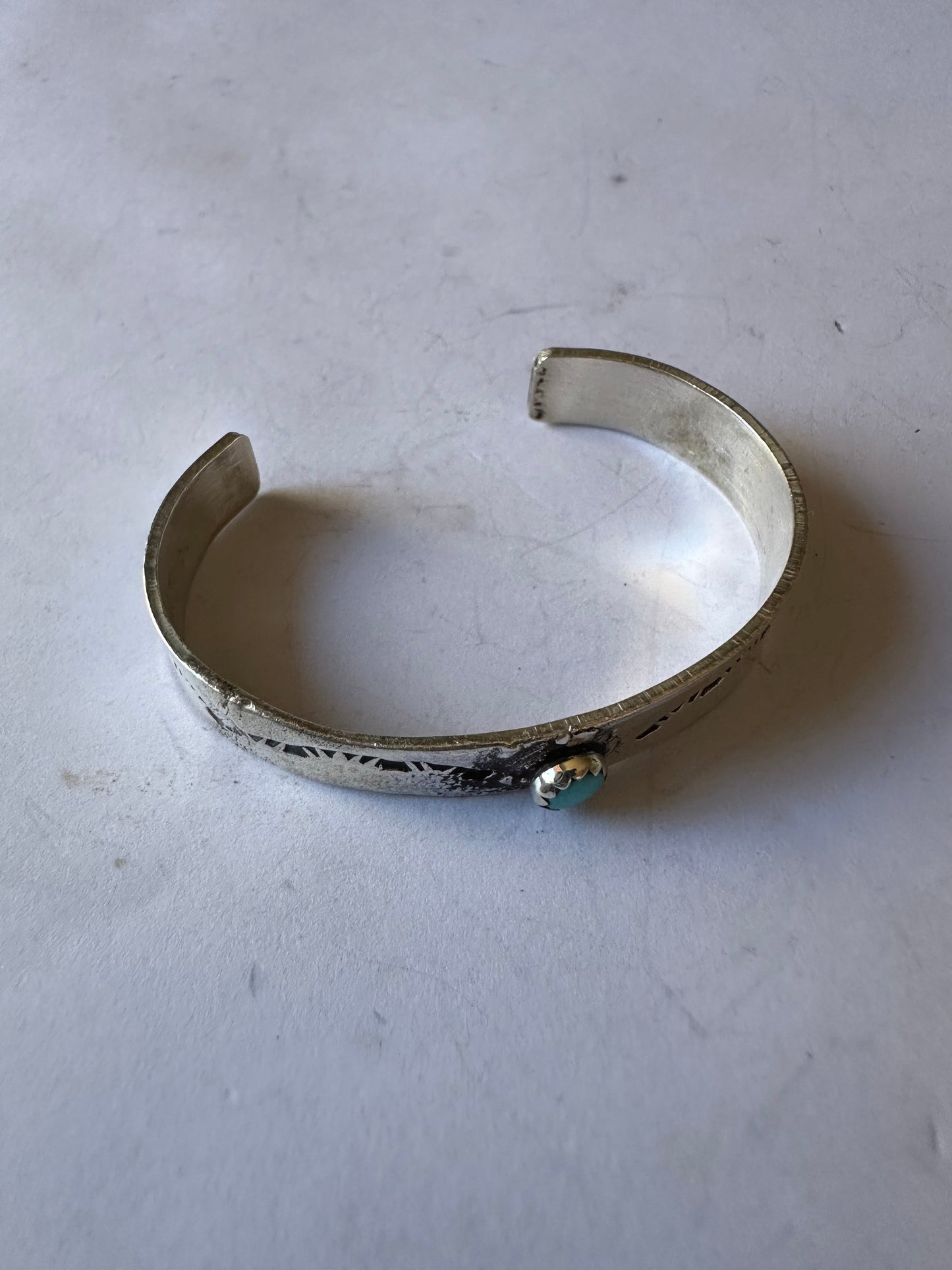 Navajo Baby Sterling Silver & Turquoise Baby Adjustable Cuff Bracelet