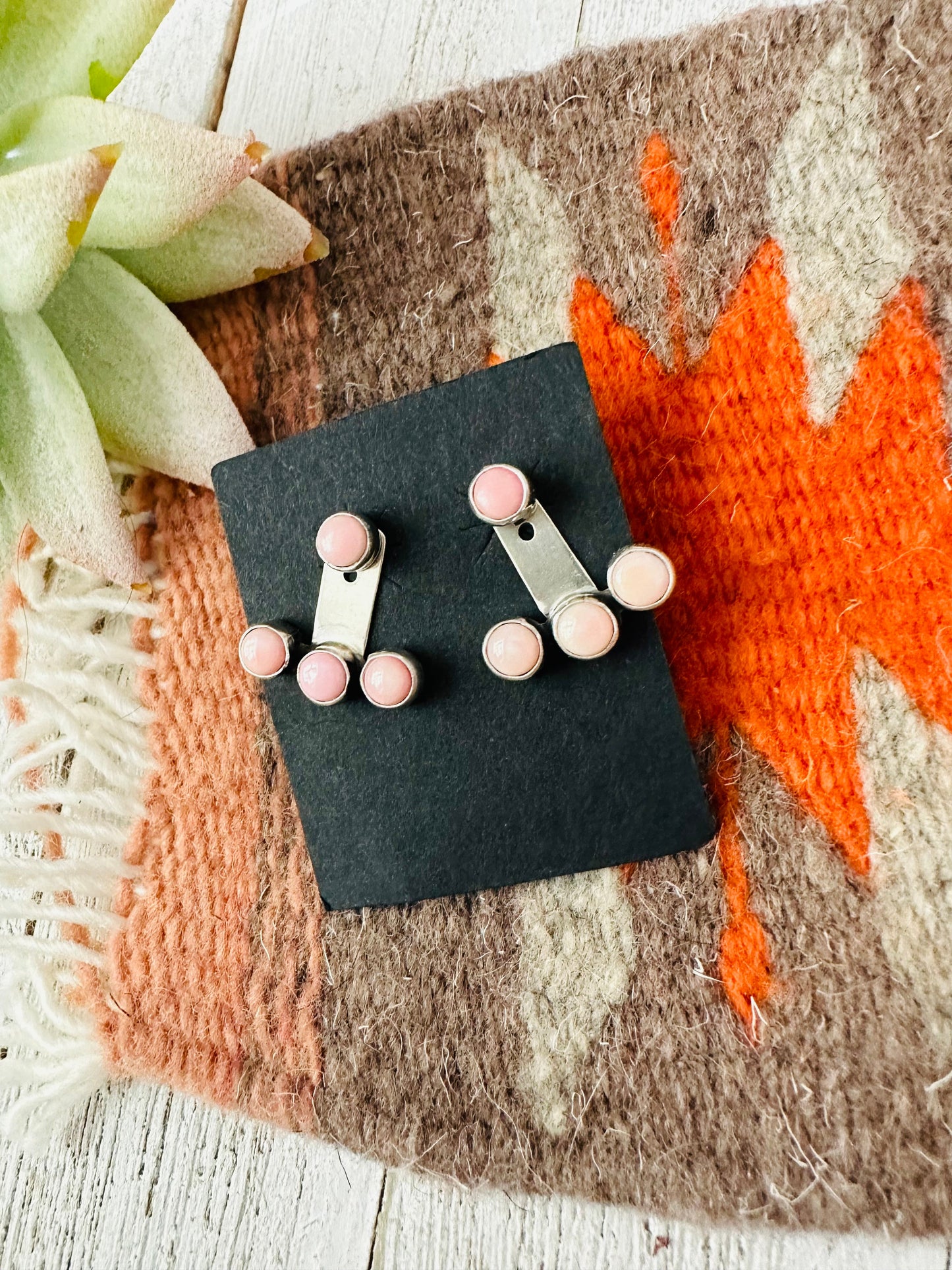 Handcrafted Queen Pink Conch & Sterling Silver Post Earrings