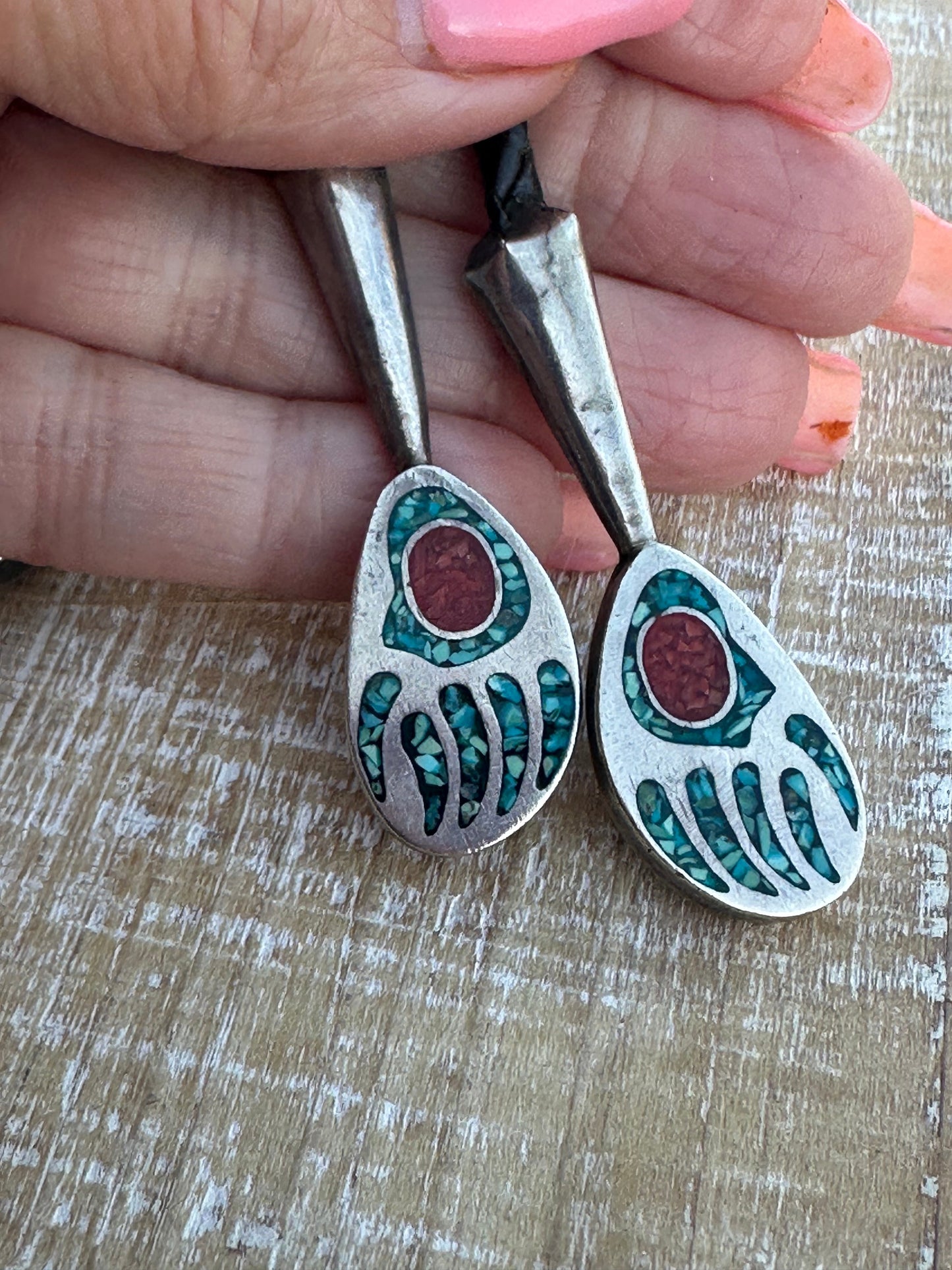 Handcrafted Old Pawn Vintage Chip Inlay Eagle Dancer Sterling Silver 5 Piece Jewelry Set