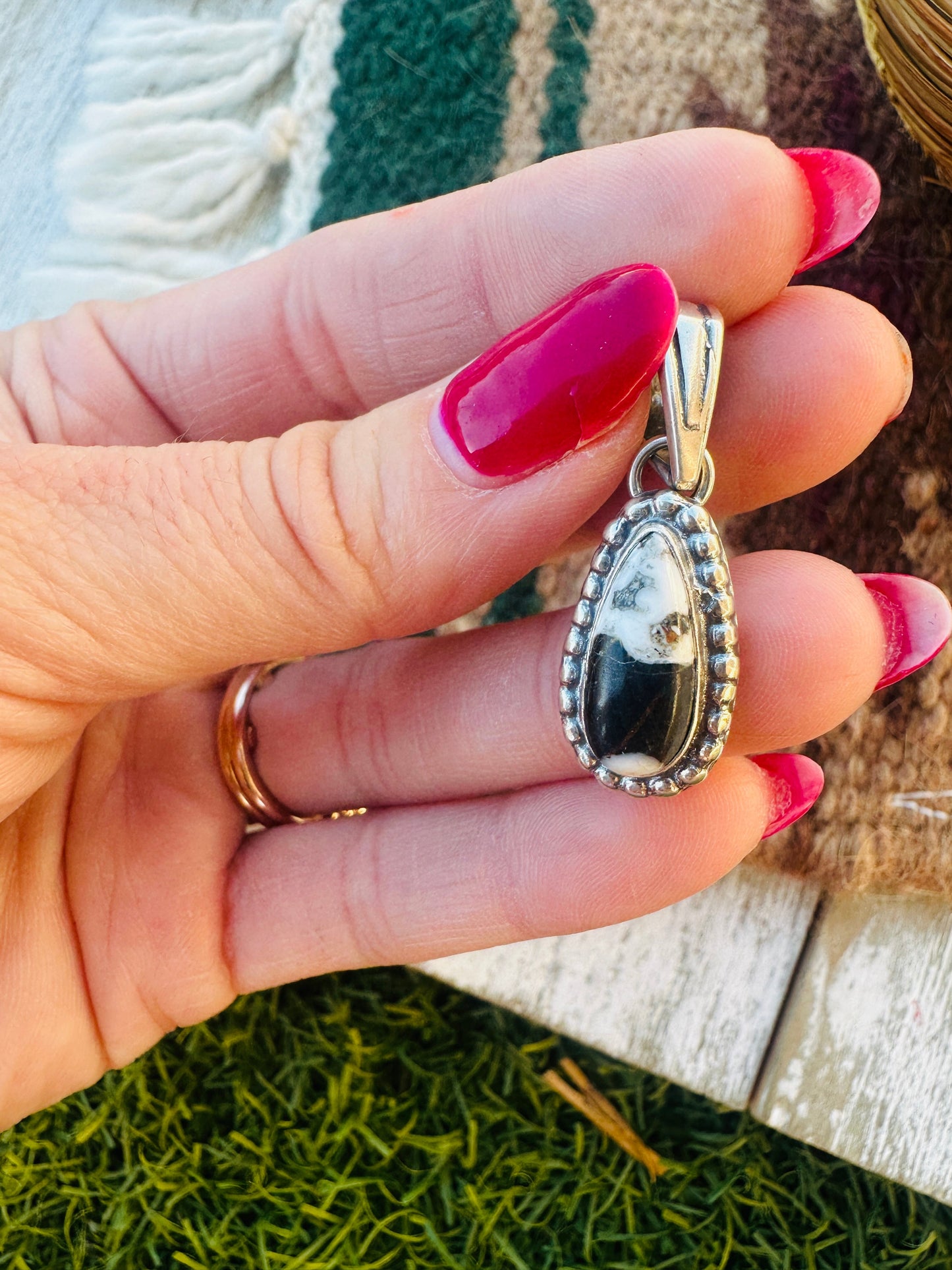 Handcrafted Sterling Silver & White Buffalo Pendant