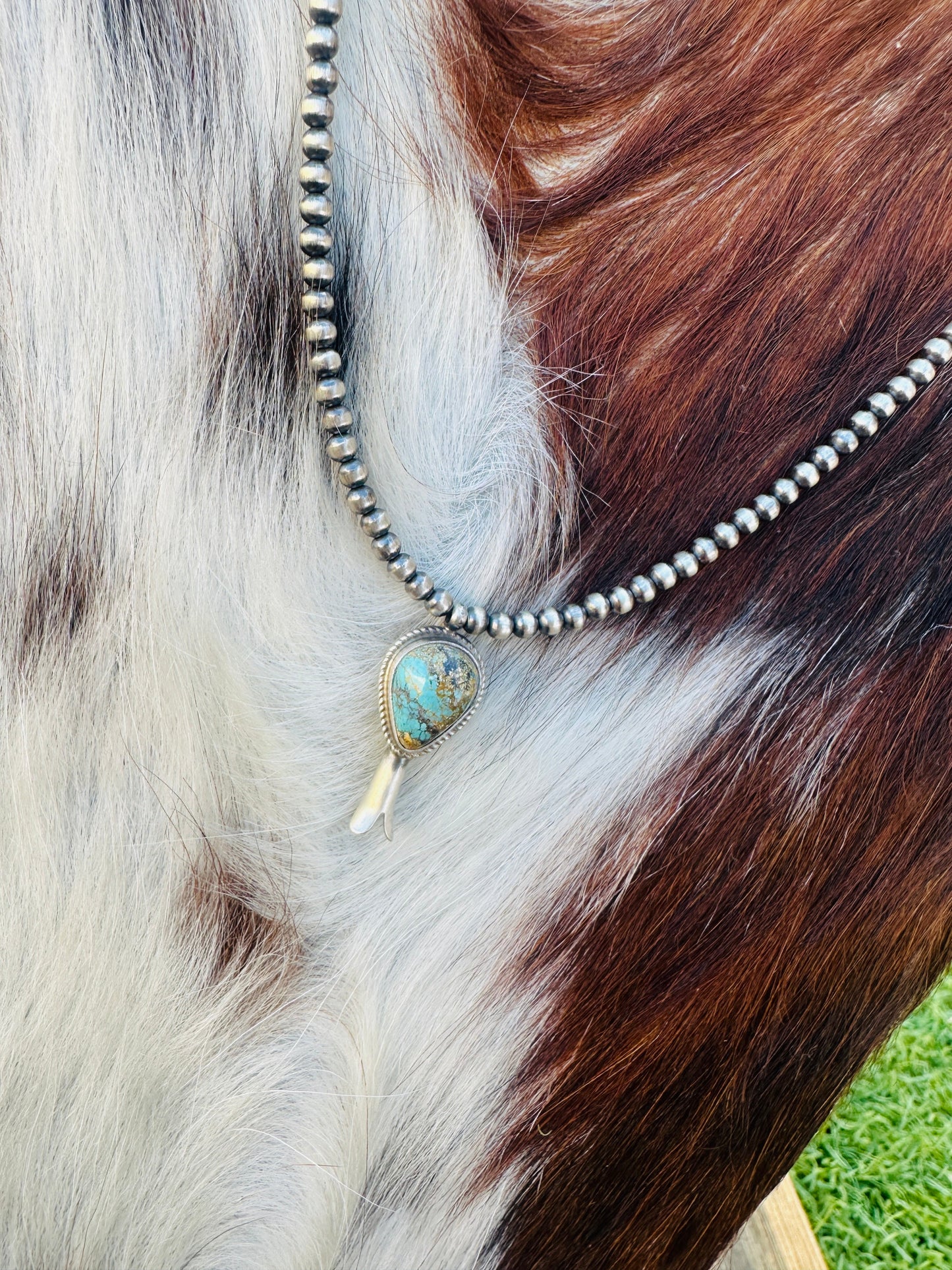 Handcrafted Turquoise & Sterling Silver Beaded Blossom Necklace
