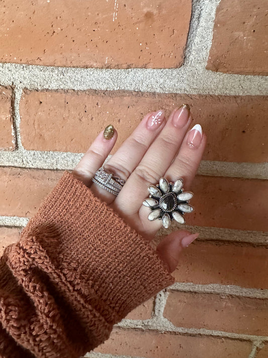 Beautiful Handmade Sterling Silver & White Buffalo Mojave Adjustable Ring