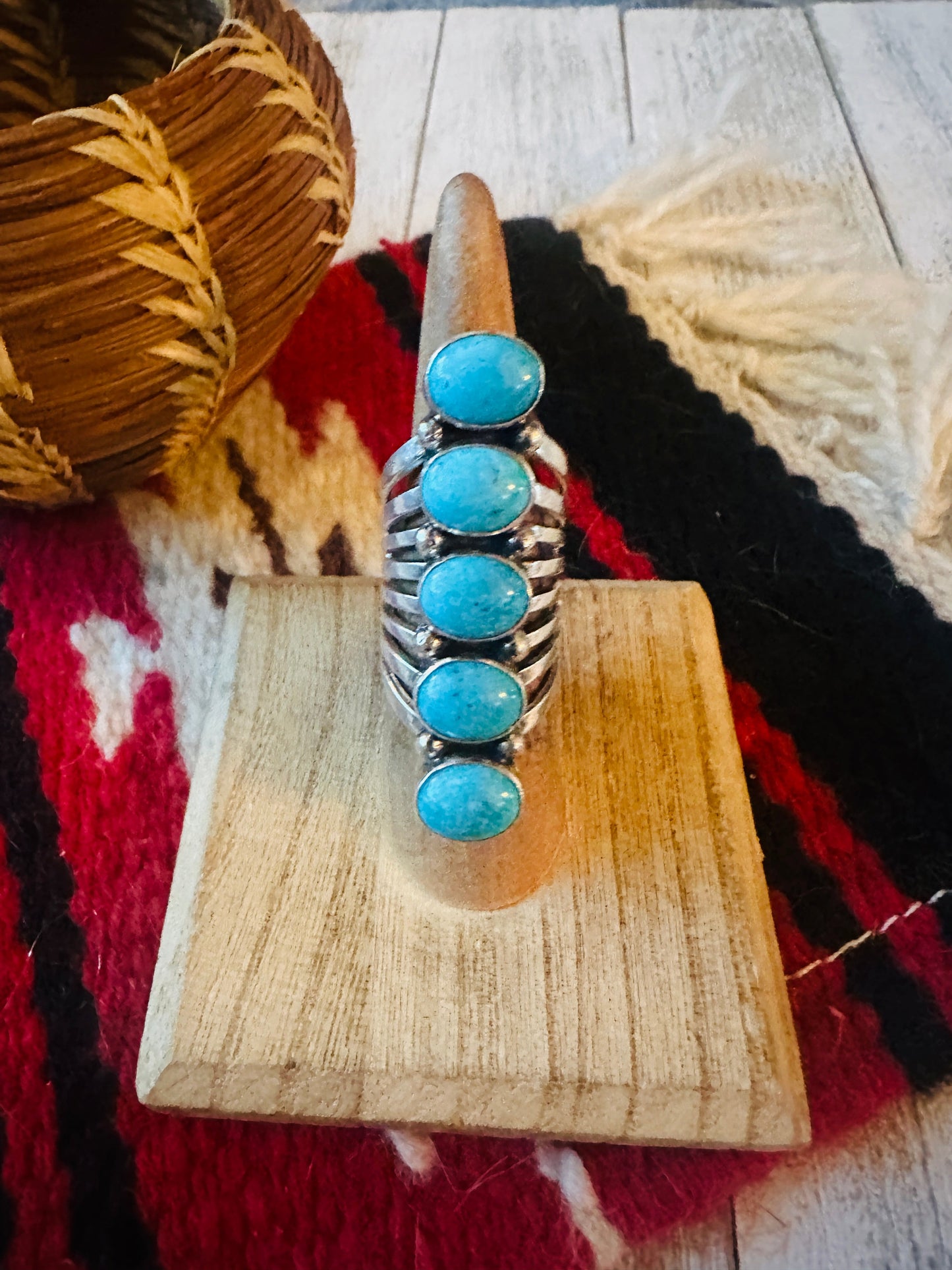 Handcrafted Turquoise & Sterling Silver Climber Ring