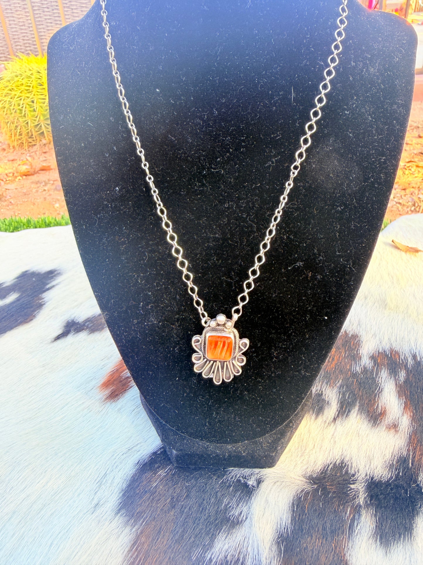 Handcrafted Spiny Oyster & Sterling Silver Necklace