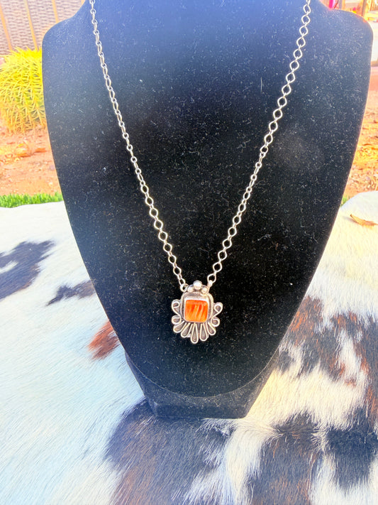 Handcrafted Spiny Oyster & Sterling Silver Necklace