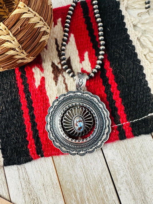 Handcrafted Sterling Silver & Golden Hills Turquoise Pendant by Kevin Billah