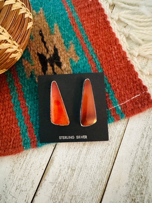 Handcrafted Jasper Sterling Silver Post Earrings Signed