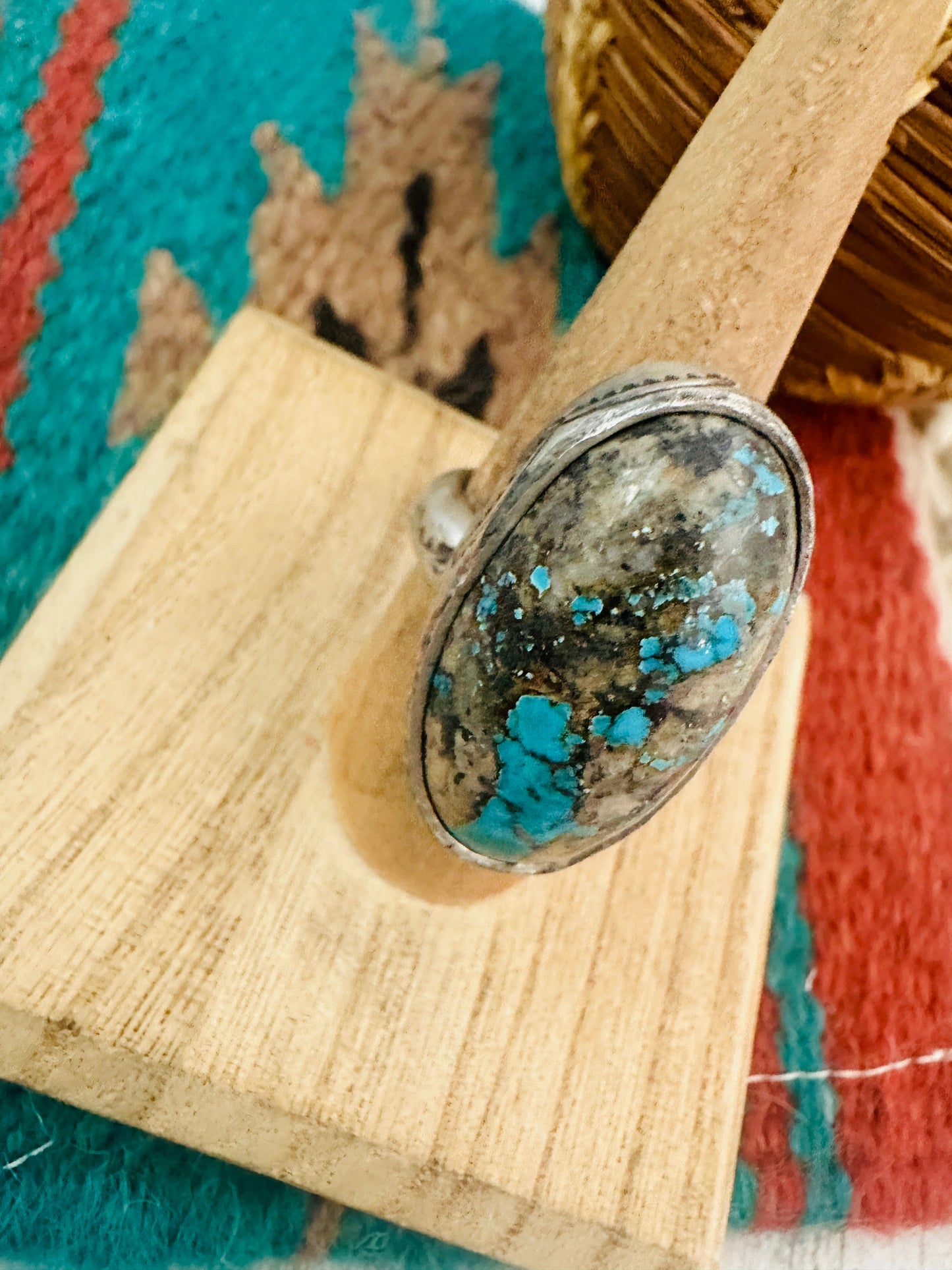 Navajo Turquoise & Sterling Silver Adjustable Ring