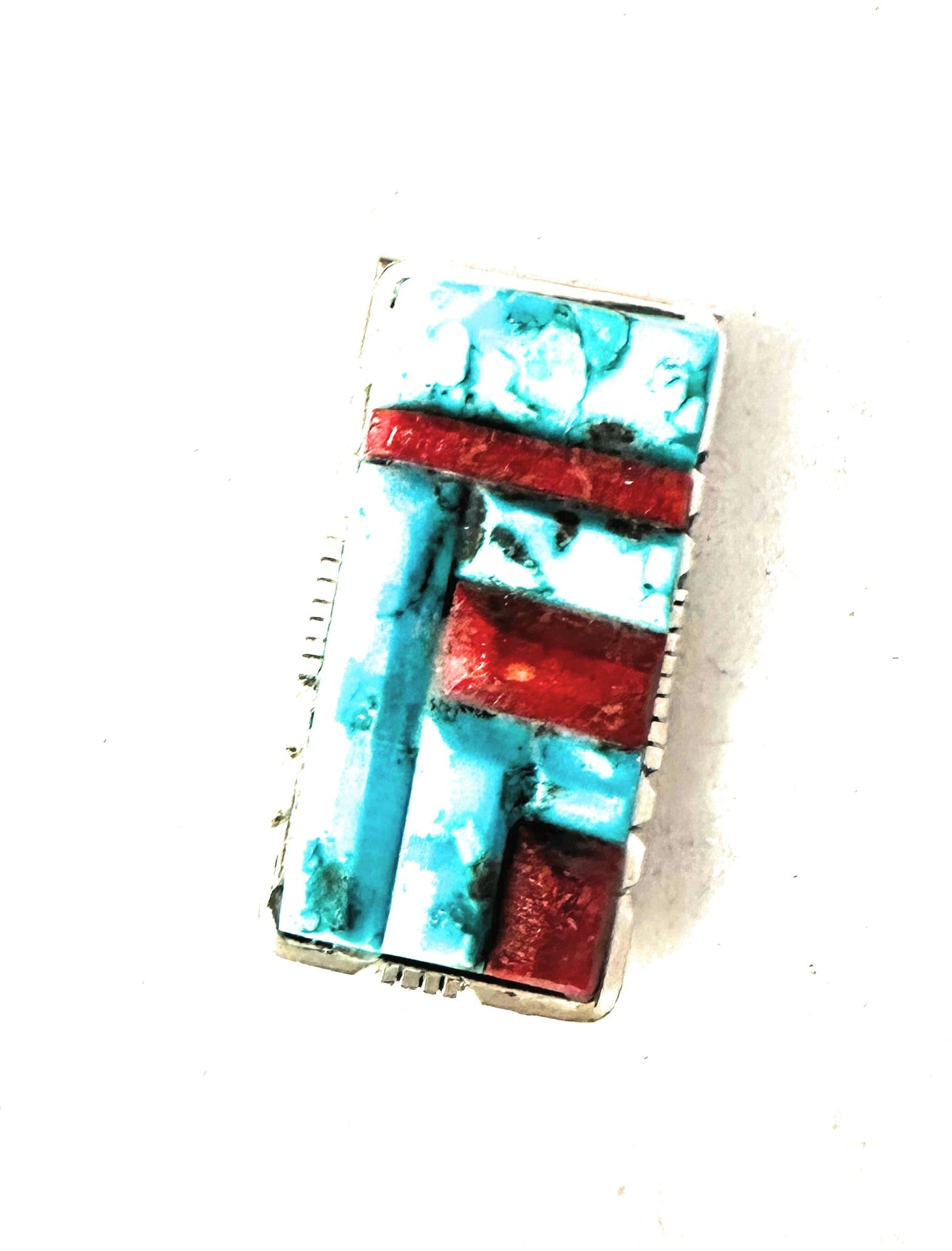 Turquoise, Coral & Sterling Silver Inlay Money Clip