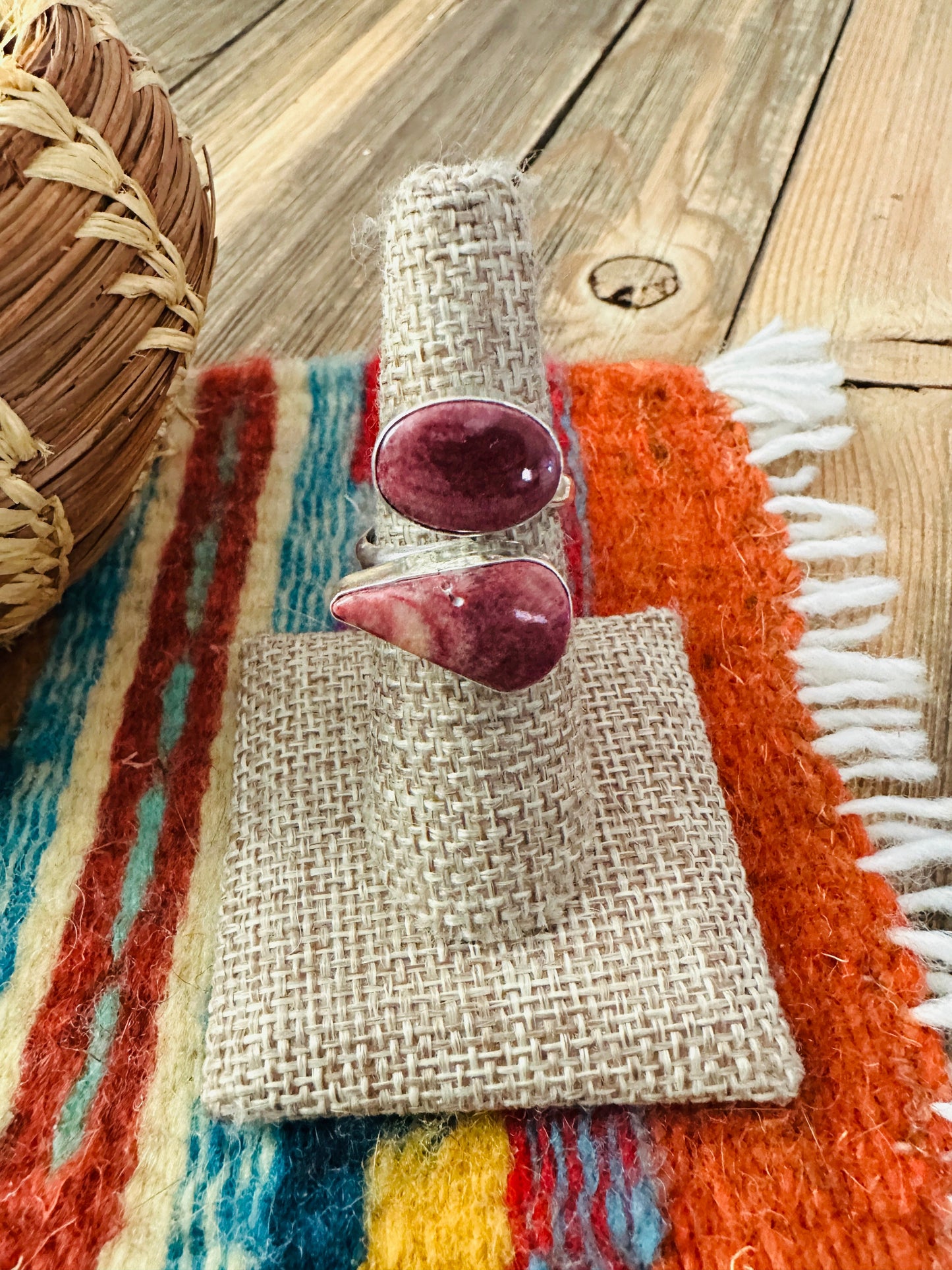 Handcrafted Purple Spiny Oyster & Sterling Silver Adjustable Ring