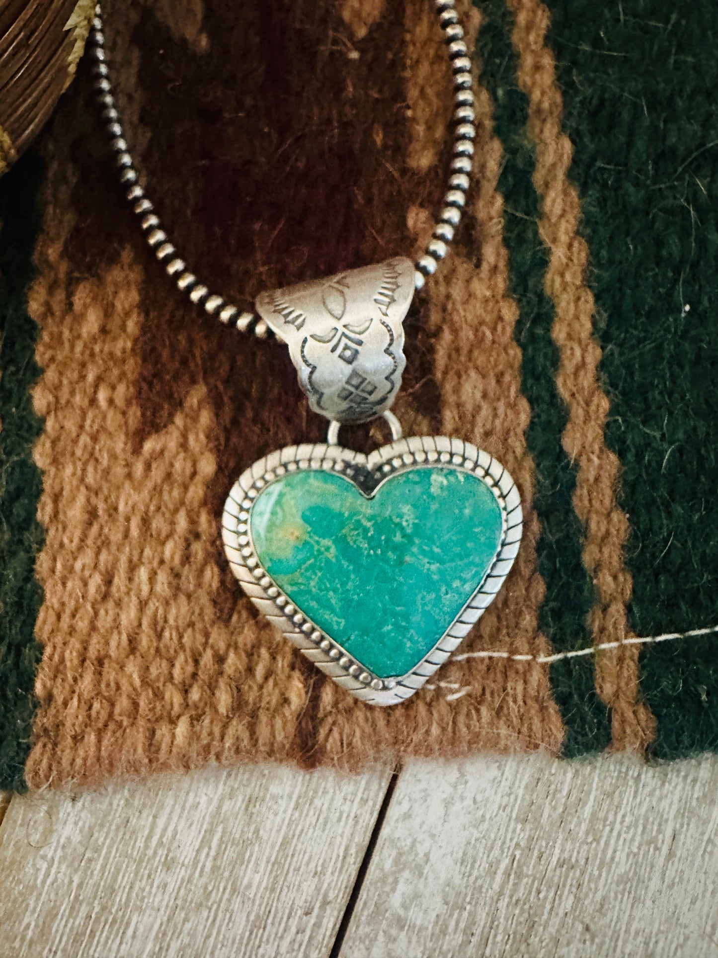 Handmade Turquoise & Sterling Silver Heart Pendant